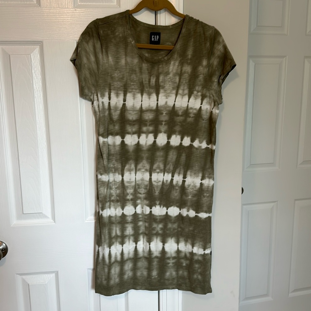 Gap Green White Tie Dye T-Shirt Dress Casual Summer Dress Women’s Large